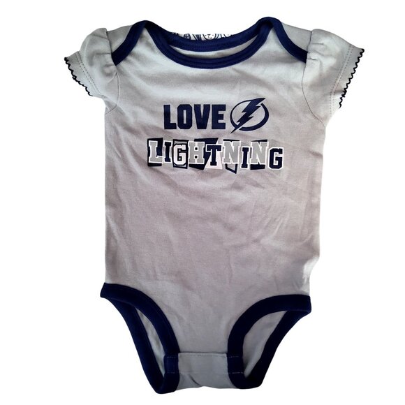 Tampa Bay Lightning Baby Onesie 3-Piece Set 3/6M Cotton• Team logo design - Picture 10 of 12